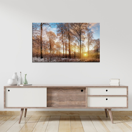 Canvas Print Trees Winter Rising Sun 70x50 cm