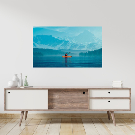 Canvas Print Man on Kayak Mountains Water Nature 100x80 cm