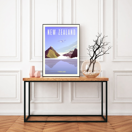 Poster New Zealand 40X50 cm + gold frame