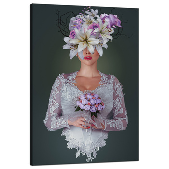 Canvas Print Woman in White Dress Nature 80x120 cm