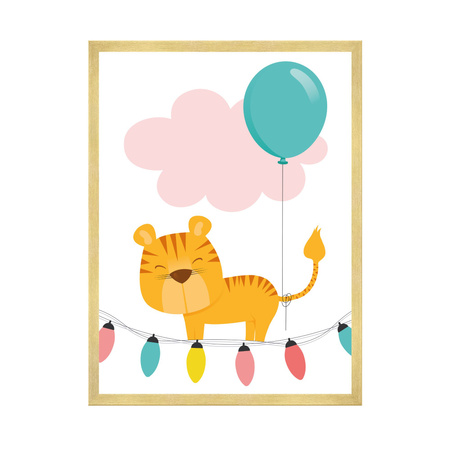 Children's Tigger poster 21X29.7 cm + gold frame