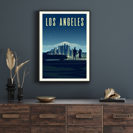 Poster of the City of Los Angeles 40X50 cm + gold frame