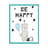 Be happy Birthday Poster 40X50 cm + turquoise sea frame