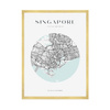 Poster Singapore city map circle 40X50 cm + gold frame