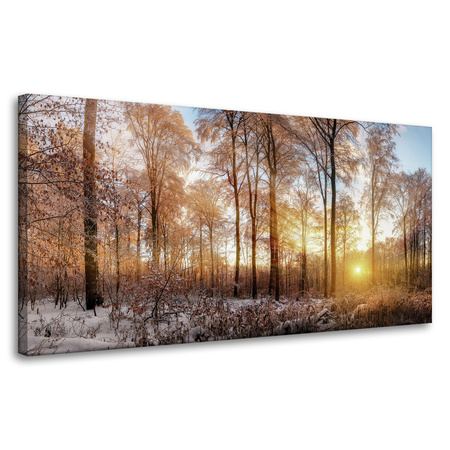 Canvas Print Trees Winter Rising Sun 80x40 cm