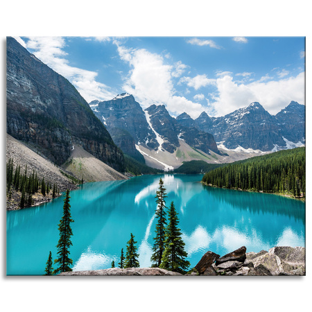 Canvas Print Nature Mountains Forest Blue Water 100x80 cm