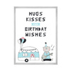 Hugs kisses Birthday Poster 40X50 cm + silver frame