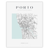 Poster Porto city map square 40X50 cm + gold frame