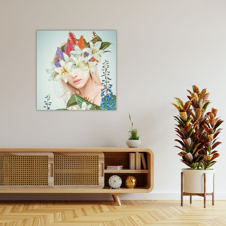 Canvas Print Queen Flowers Woman Nature 90X90 cm