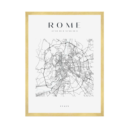 Poster Rome city map square 40X50 cm + gold frame