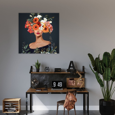 Canvas Print People Flowers Modern Art 90X90 cm
