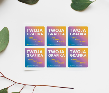 STICKERS with LOGO Square with print Waterproof Text Photo 70x70 mm