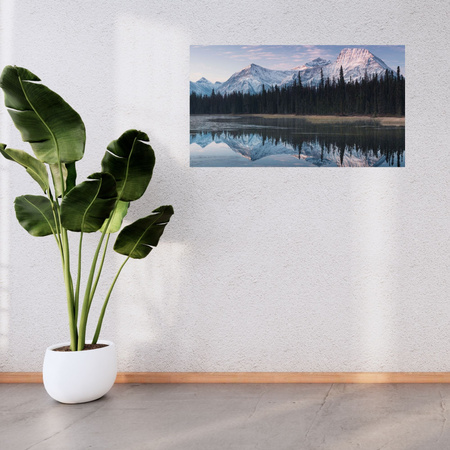 Canvas Print Lake Surface Water Forests Snowy Mountains 100x80 cm