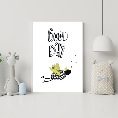 Children's Good day poster 40X50 cm + gold frame