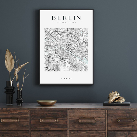 Poster Berlin city map square 40X50 cm + gold frame