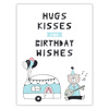 Hugs kisses Birthday Poster 30X40 cm + silver frame