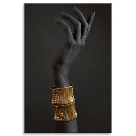 Canvas Print Black Hand Gold Bracelets 80x120 cm