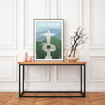 Poster of the City of Rio De Janeiro 40X50 cm + gold frame