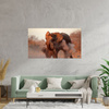 Canvas Print Elephants Orange Sky Smoke Art 100x80 cm