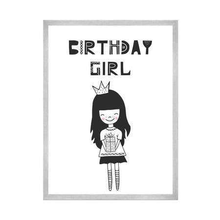 Birthday Poster Birthday girl 30X40 cm + silver frame