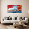 Canvas Print Colorful Leaves Town Mountain Water 100x80 cm