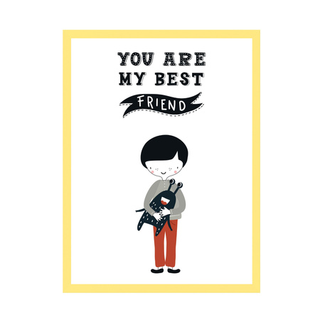 Children's poster You are may best friend 40X50 cm + yellow frame