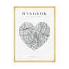 Poster Bangkok city map heart 40X50 cm + gold frame