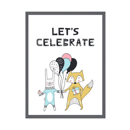 Let's celebrate Birthday Poster_2 24X30 cm + gray stone frame
