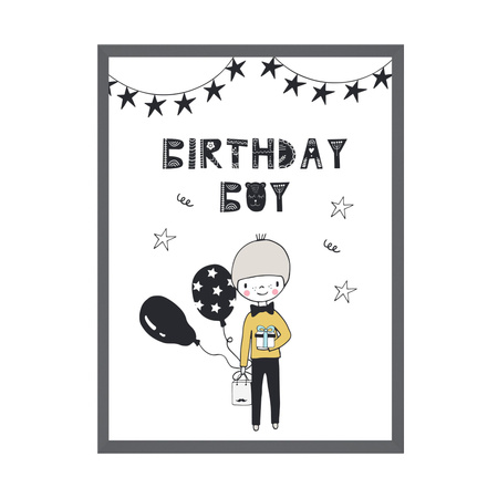 Birthday poster Birthday guy 30X40 cm + gray stone frame
