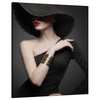 Canvas Print Elegant Woman Black Hat Red Lips 80x100 cm