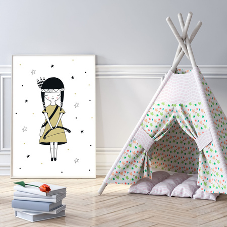 Children's poster Little Indian 40X50 cm + gold frame