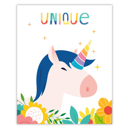 Children's Unicorn poster 24X30 cm + white frame