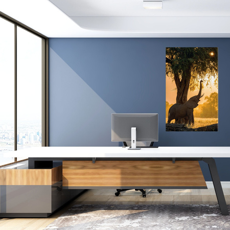 Canvas Print Posing Elephant Savannah Sunset 80x120 cm