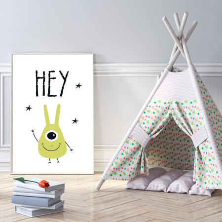 Children's Hey poster 40X50 cm + gold frame