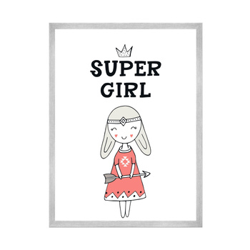 Children's Super girl poster 40X50 cm + silver frame