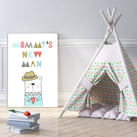 Children's poster Mommy's new man 40X50 cm + gold frame