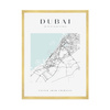 Poster Dubai city map square 40X50 cm + gold frame