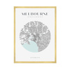 Poster Melbourne city map circle 40X50 cm + gold frame