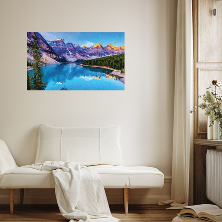 Canvas Print River Mountains Nature Forests 100x80 cm