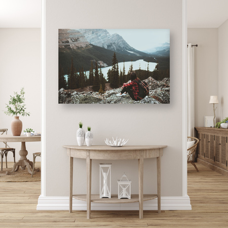 Canvas Print People Mountains Woman on the Trail 90x60