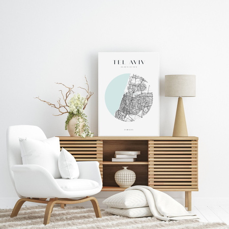 Poster Tel Aviv city map circle 40X50 cm + gold frame