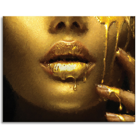Canvas Print Golden Woman Face Golden Lips 100x80 cm