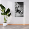 Canvas Print Black and White Elephant Drinking Water 80x120 cm
