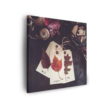 Canvas Print Oak Maple Leaves Retro Vintage 90x90