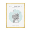 Poster San Francisco city map circle 40X50 cm + gold frame