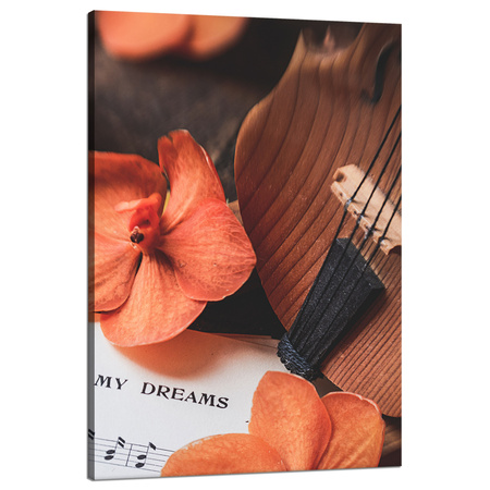 Canvas Print Music Notes Violin Flowers 80x120