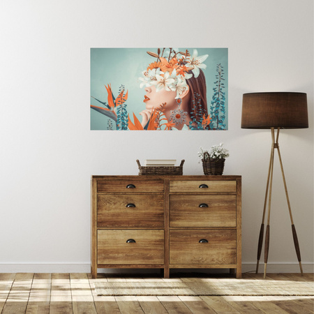 Canvas Print Girl Beauty Flowers Nature 100x80 cm