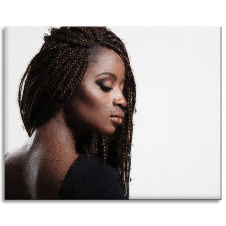 Canvas Print Posing Woman Black Hair 100x80 cm