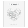 Poster Prague city map heart 40X50 cm + gold frame