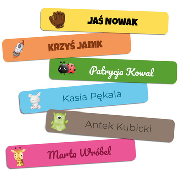 Personalized Waterproof Name Stickers for Kindergarten and School 55x8 mm